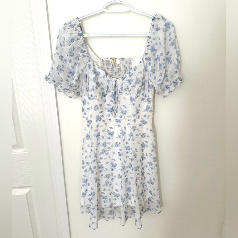 White and Blue Floral Dress